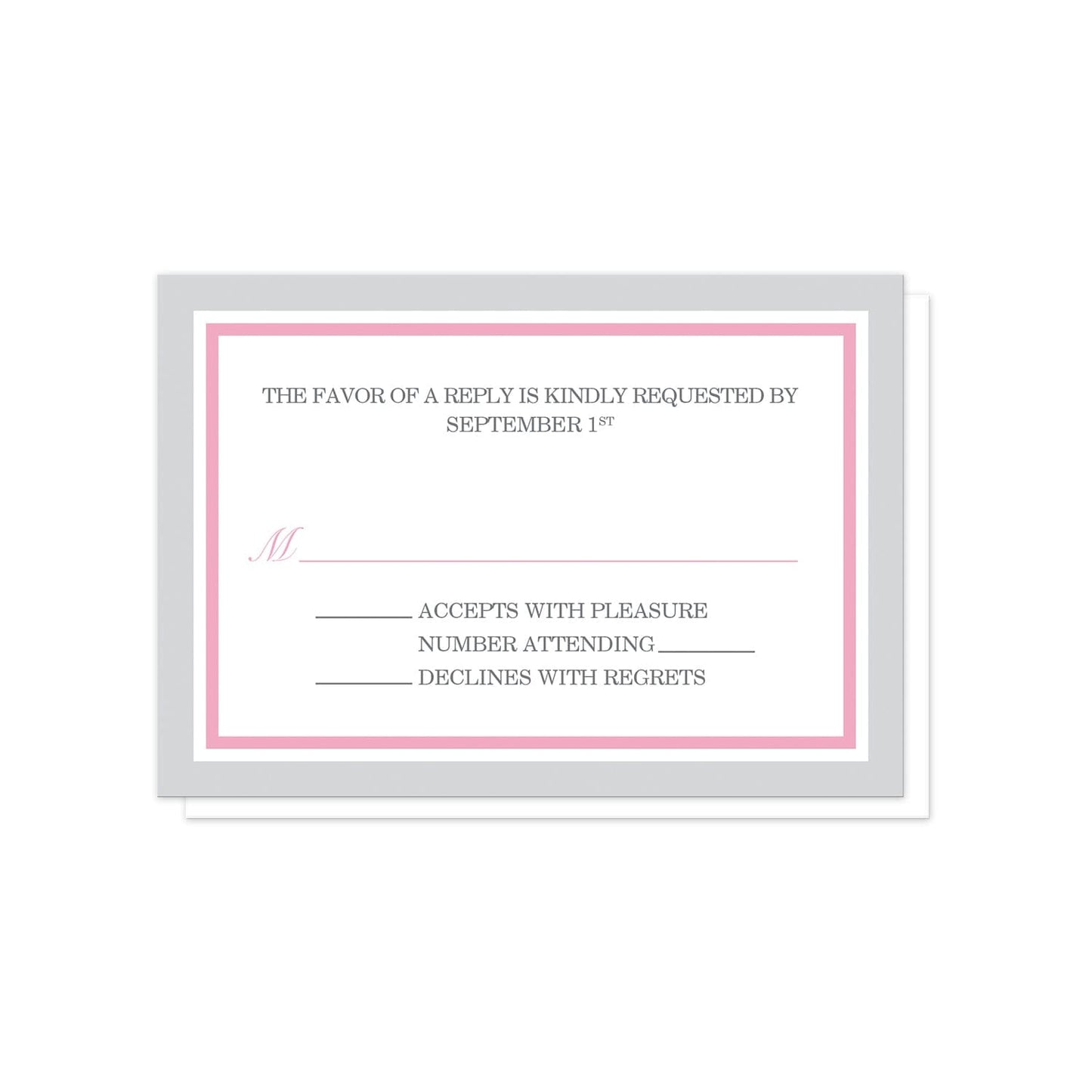 Modern Gray and Pink RSVP Cards at Artistically Invited.