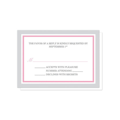 Modern Gray and Pink RSVP Cards at Artistically Invited.