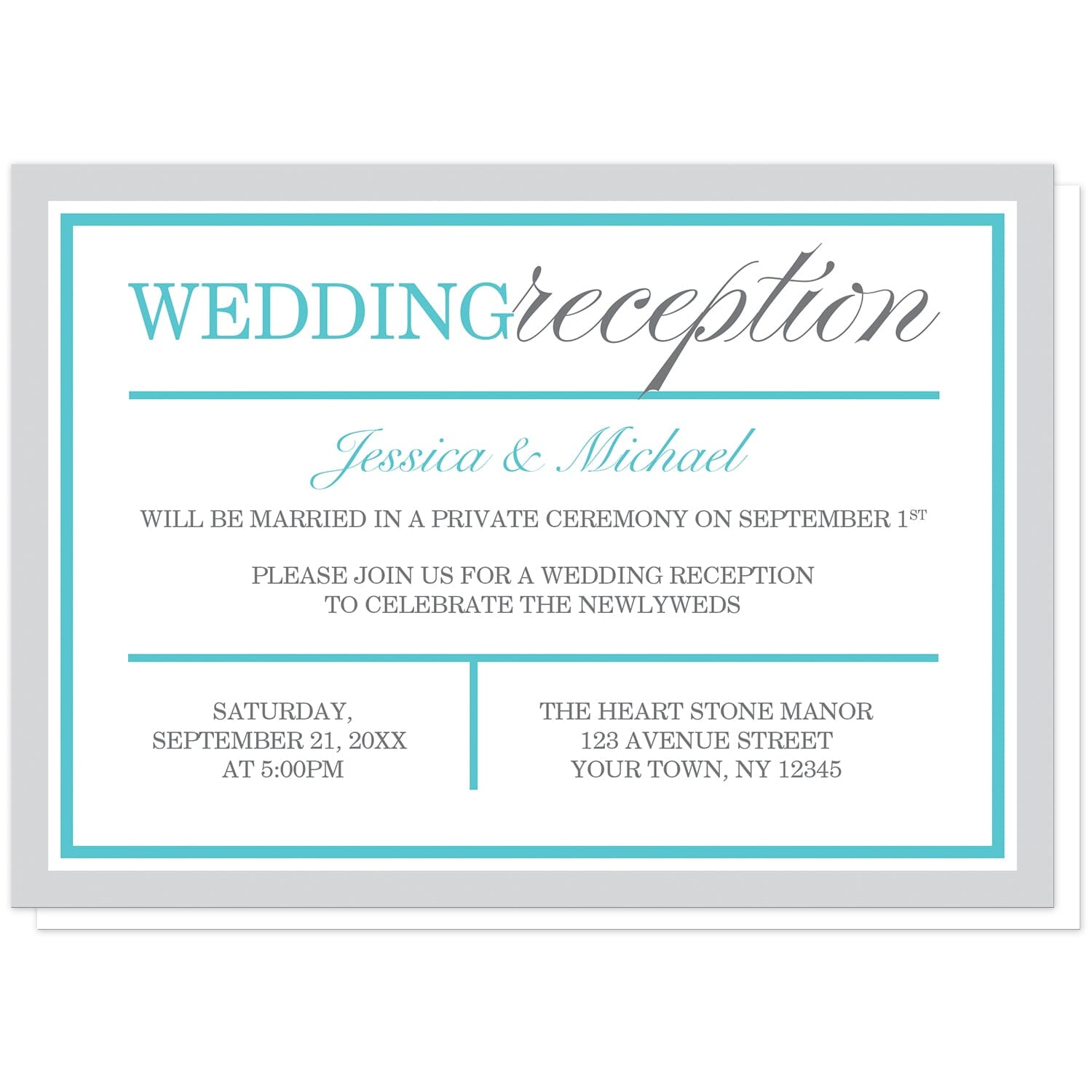 Just Reception Invitation Wording