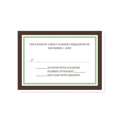 Modern Green and Brown RSVP Cards at Artistically Invited.