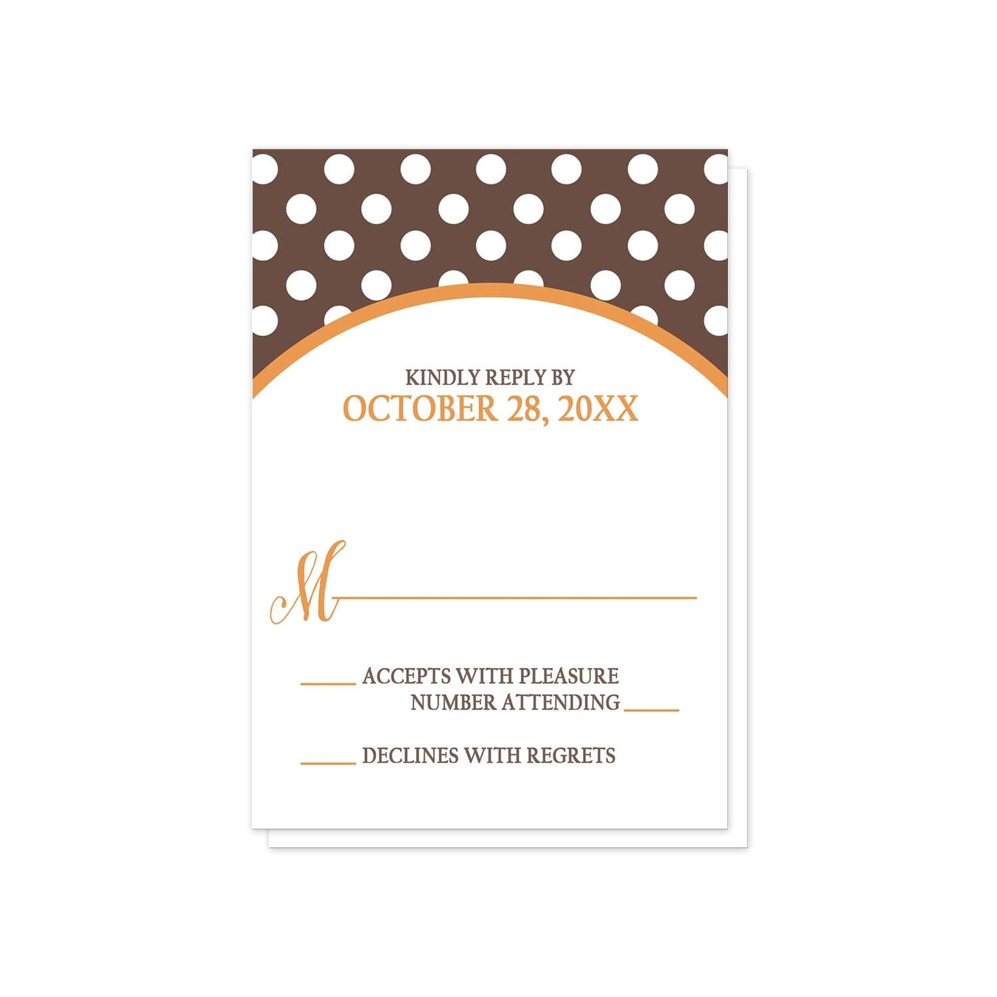 Orange Brown Polka Dot RSVP Cards at Artistically Invited.