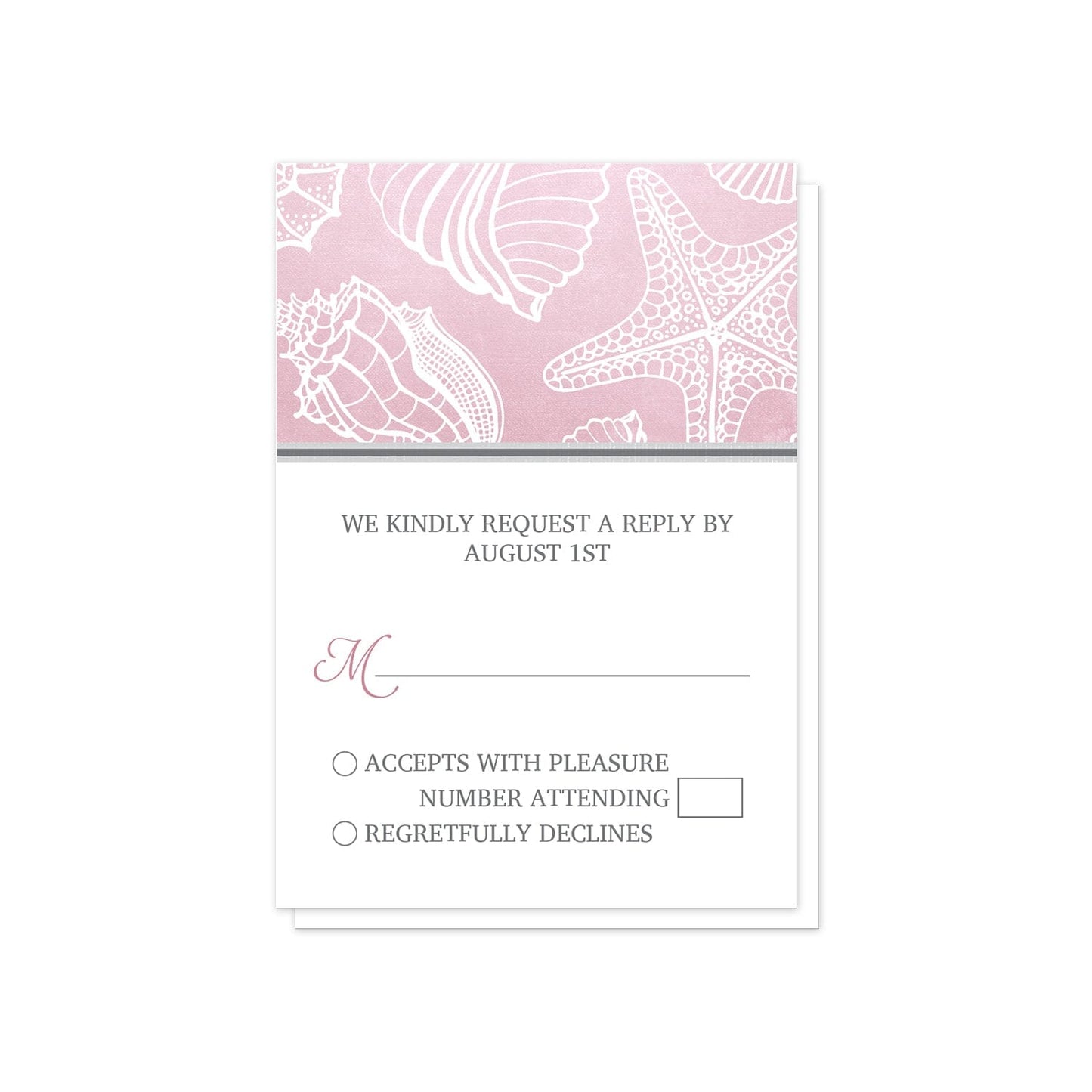 Pink Beach Seashell Pattern RSVP Cards at Artistically Invited.