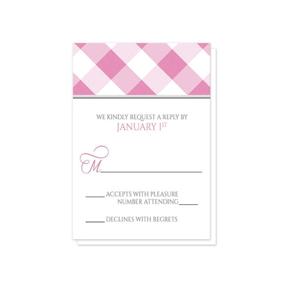 Pink Gingham RSVP Cards at Artistically Invited.