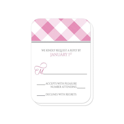 Pink Gingham RSVP Cards (with rounded corners) at Artistically Invited.
