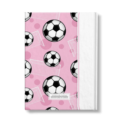 Personalized Pink Soccer Journal at Artistically Invited. Back side of the book.