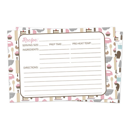 Front side of the Pink Baking Pattern Recipe Cards