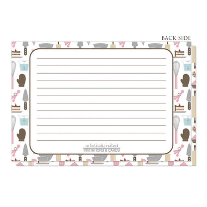 Pink Baking Pattern Recipe Cards (back side) at Artistically Invited.