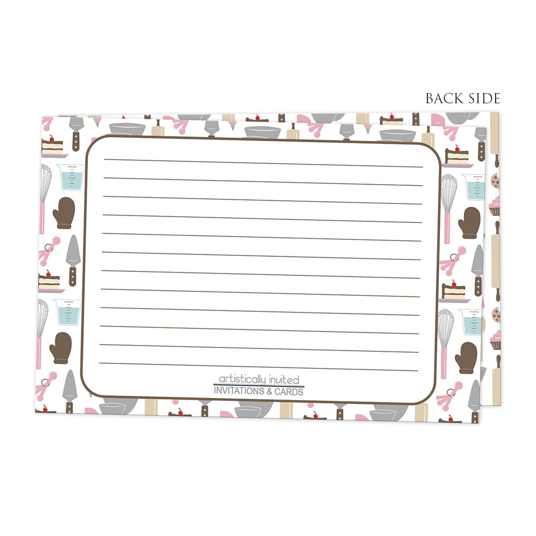 Back side of the Pink Baking Pattern Recipe Cards