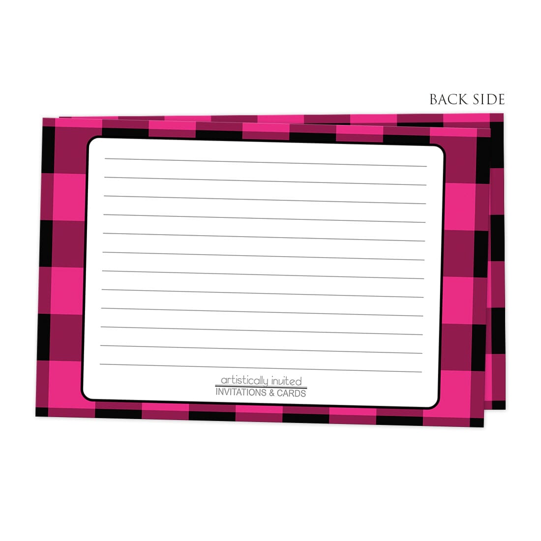 Back side of the Pink and Black Buffalo Plaid Recipe Cards