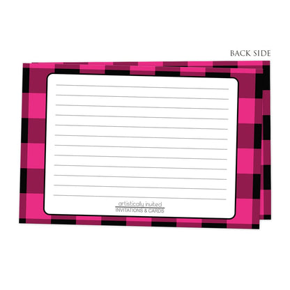 Back side of the Pink and Black Buffalo Plaid Recipe Cards