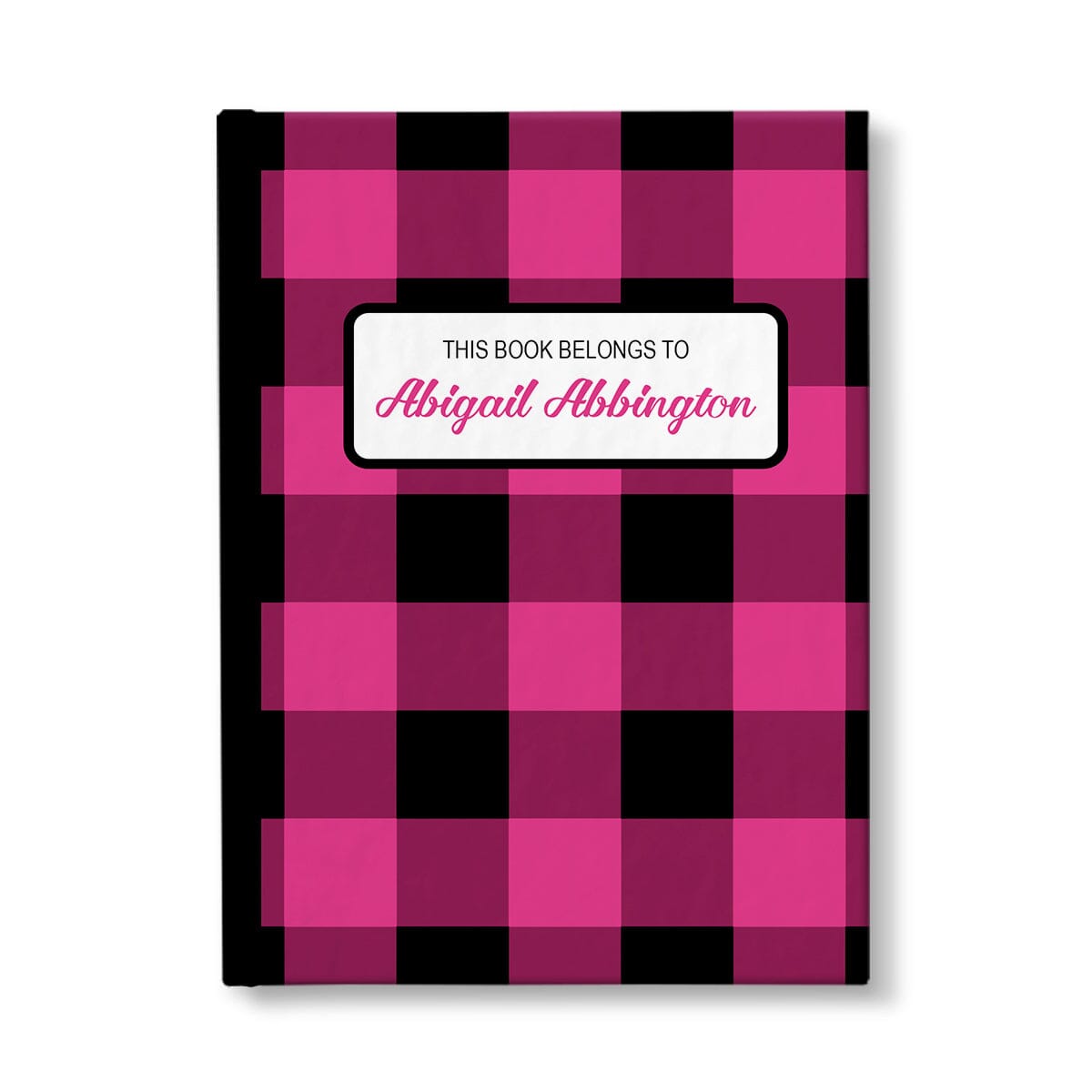 Personalized Pink and Black Buffalo Plaid Journal at Artistically Invited.