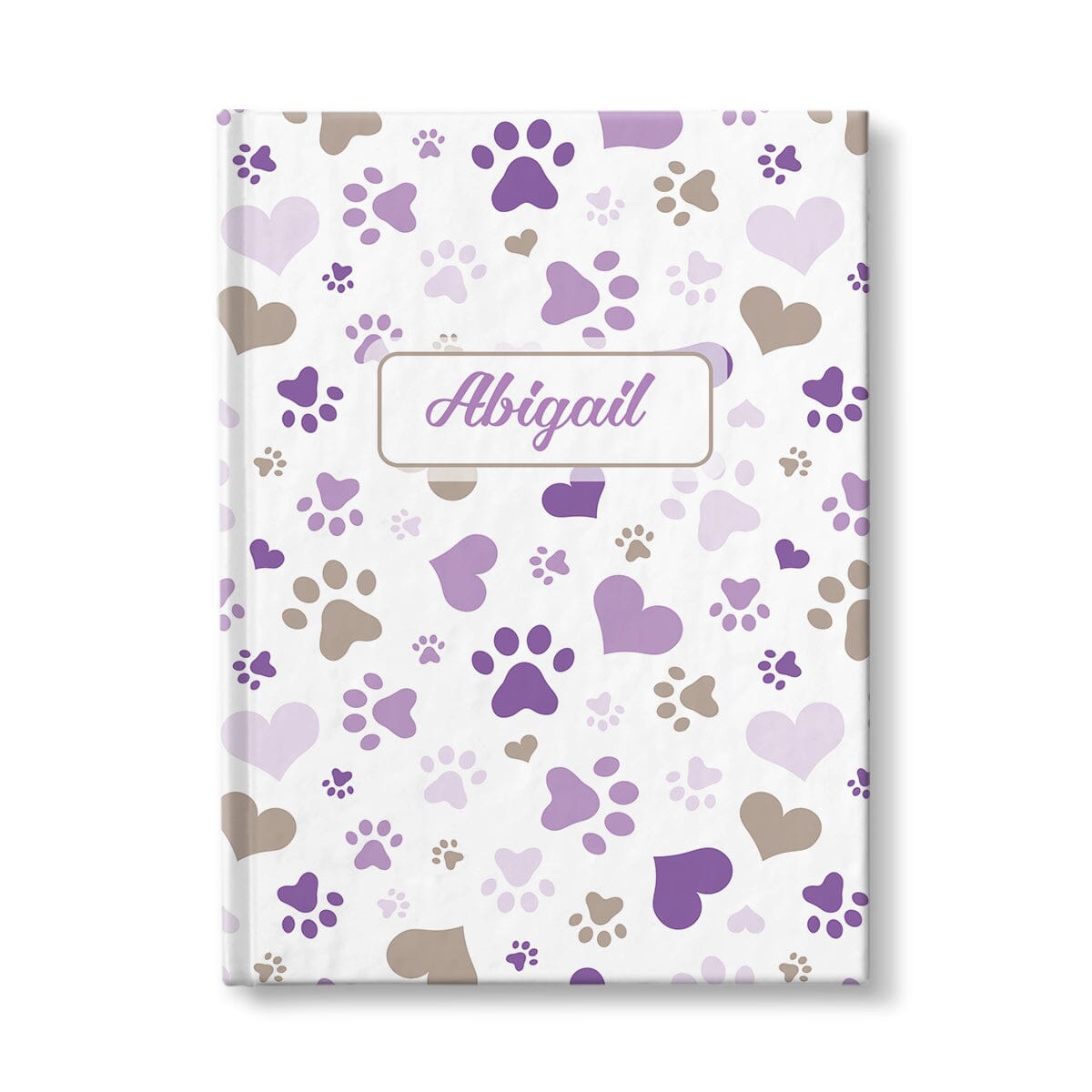 Personalized Purple Hearts and Paw Prints Journal at Artistically Invited.