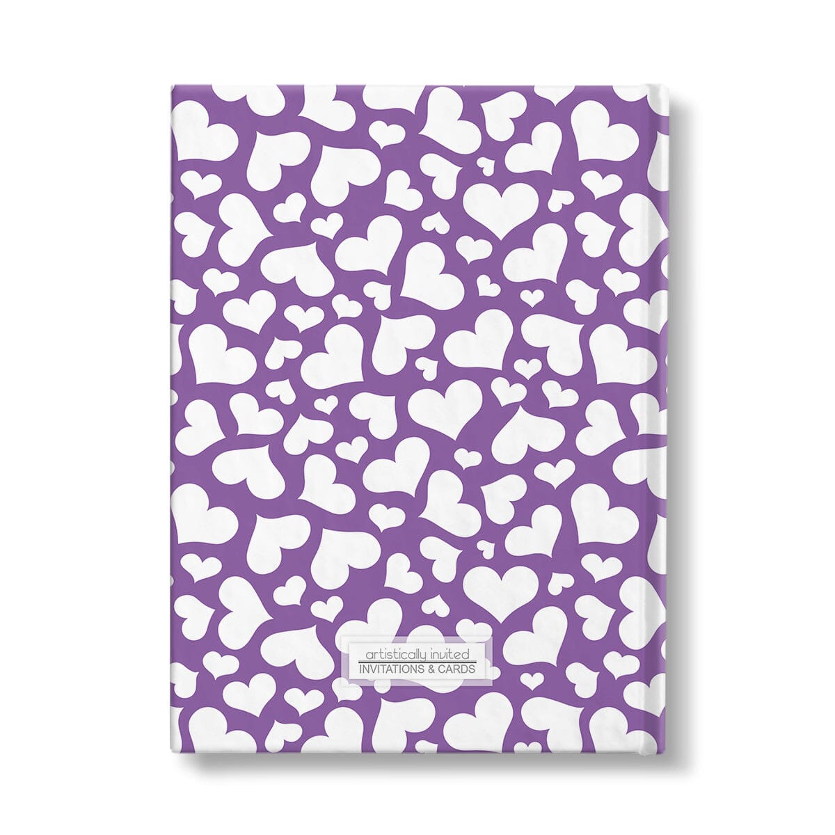 Personalized Purple Hearts Gnome Journal at Artistically Invited. Back side of the book.
