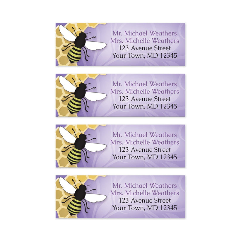 Purple Honeycomb Bee Address Labels – Artistically Invited
