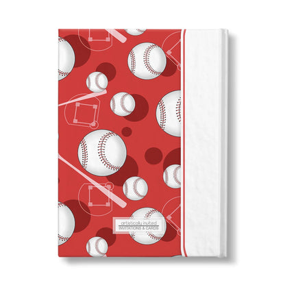 Personalized Red Baseball Journal at Artistically Invited. Back side of the book.