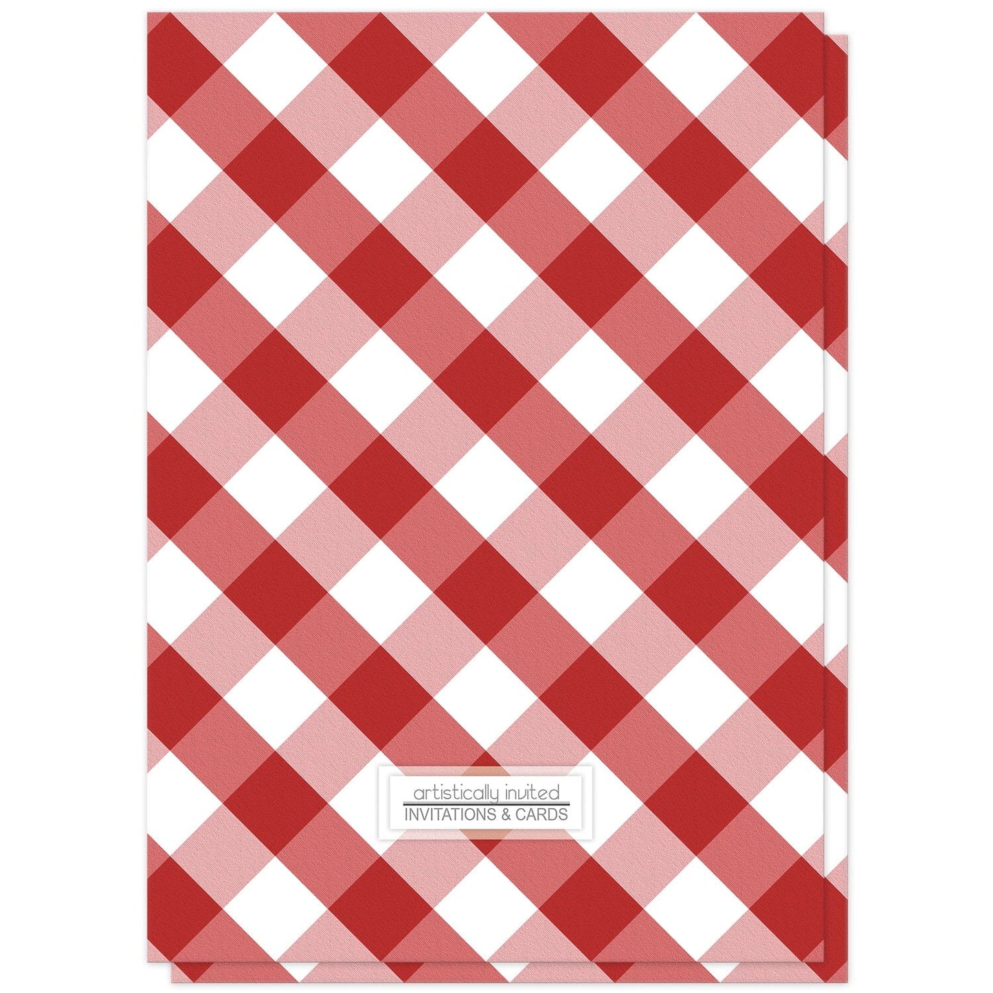 Red Gingham Birthday Party Invitations (back side) at Artistically Invited.