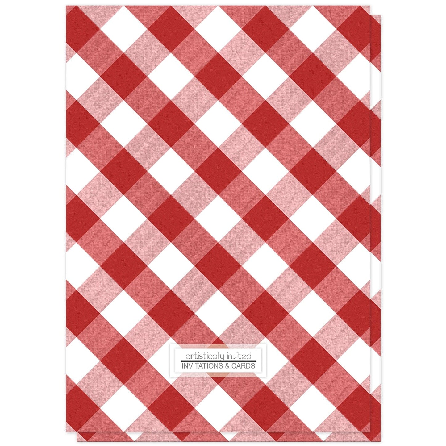 Red Gingham Couples Shower Invitations (back side) at Artistically Invited.