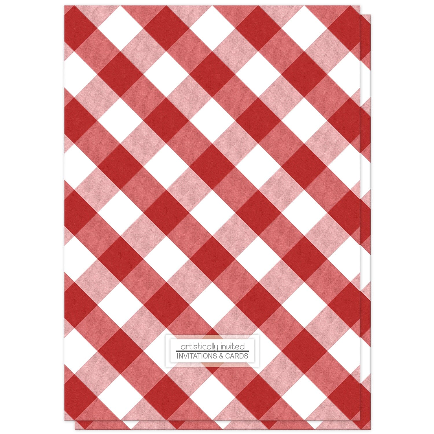 Red Gingham Retirement Invitations (back side) at Artistically Invited.