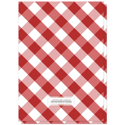 Red Gingham Retirement Invitations (back side) at Artistically Invited.