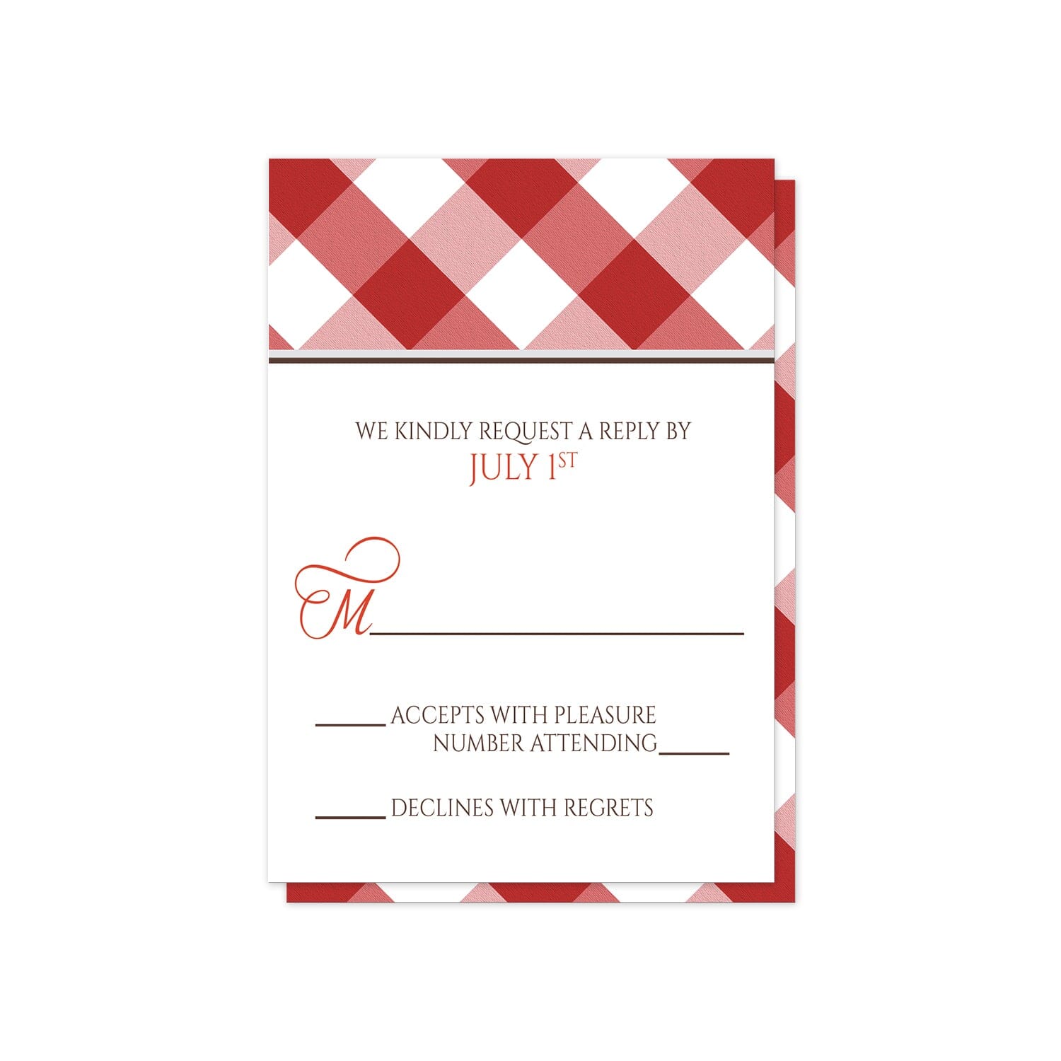 Red Gingham I Do BBQ RSVP Cards at Artistically Invited.
