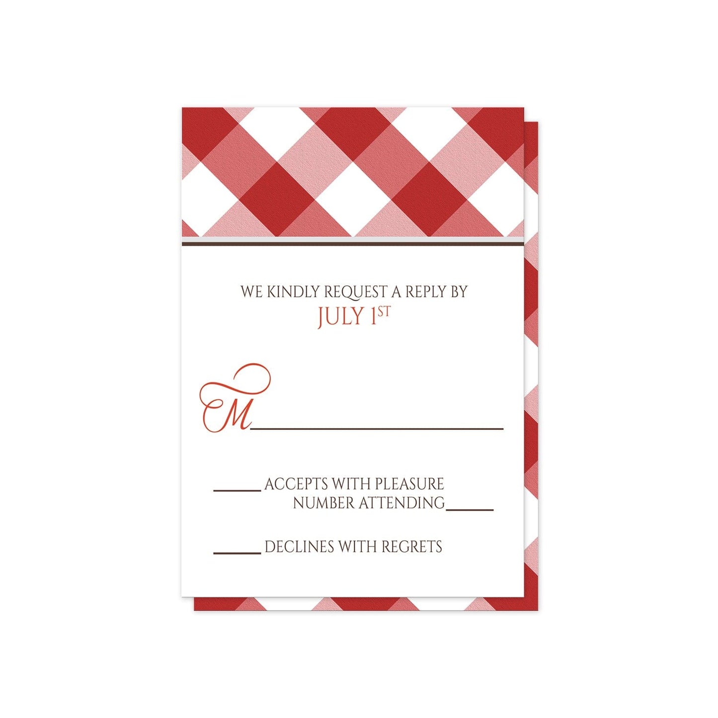 Red Gingham RSVP Cards at Artistically Invited.