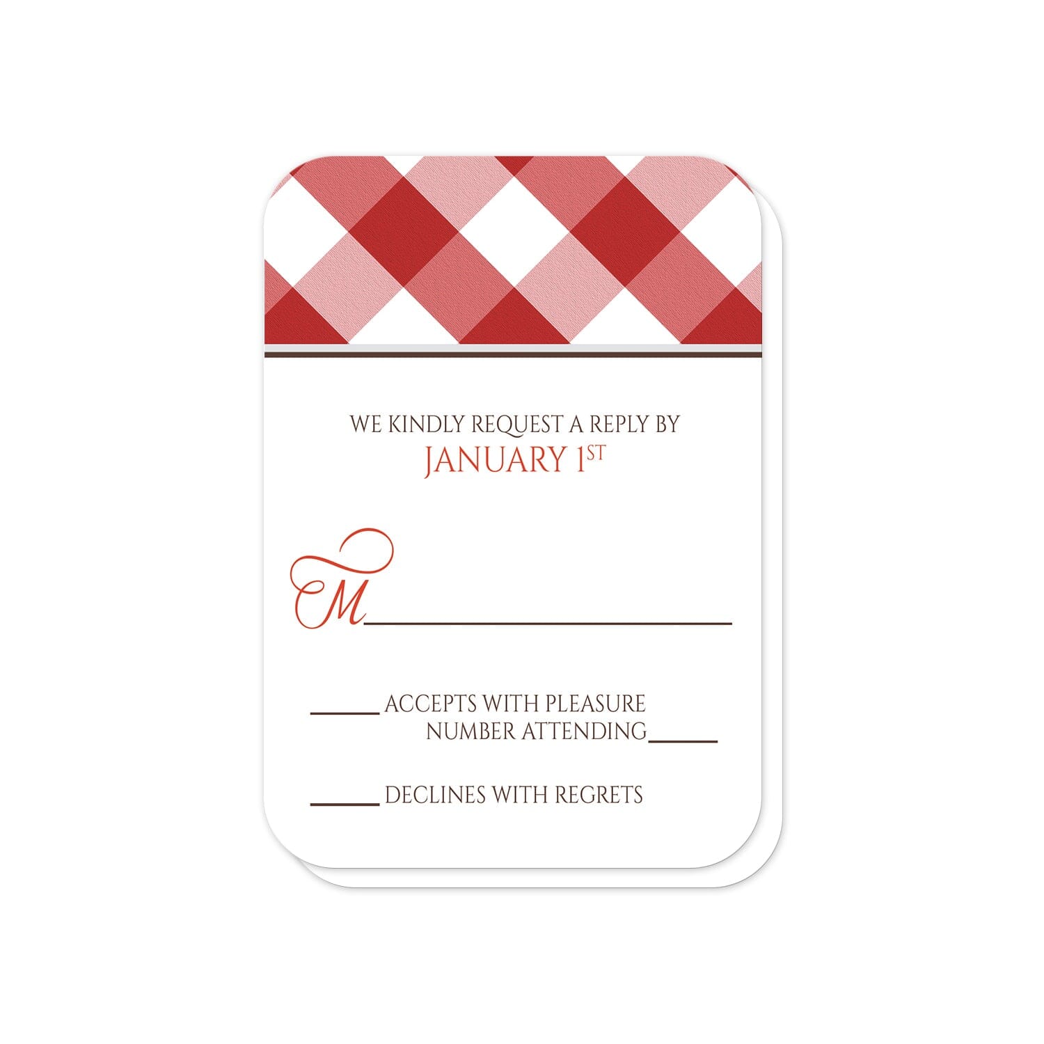 Red Gingham RSVP Cards (with rounded corners) at Artistically Invited.