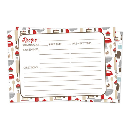 Front side of the Red Baking Pattern Recipe Cards