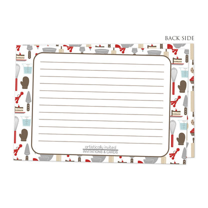 Back side of the Red Baking Pattern Recipe Cards