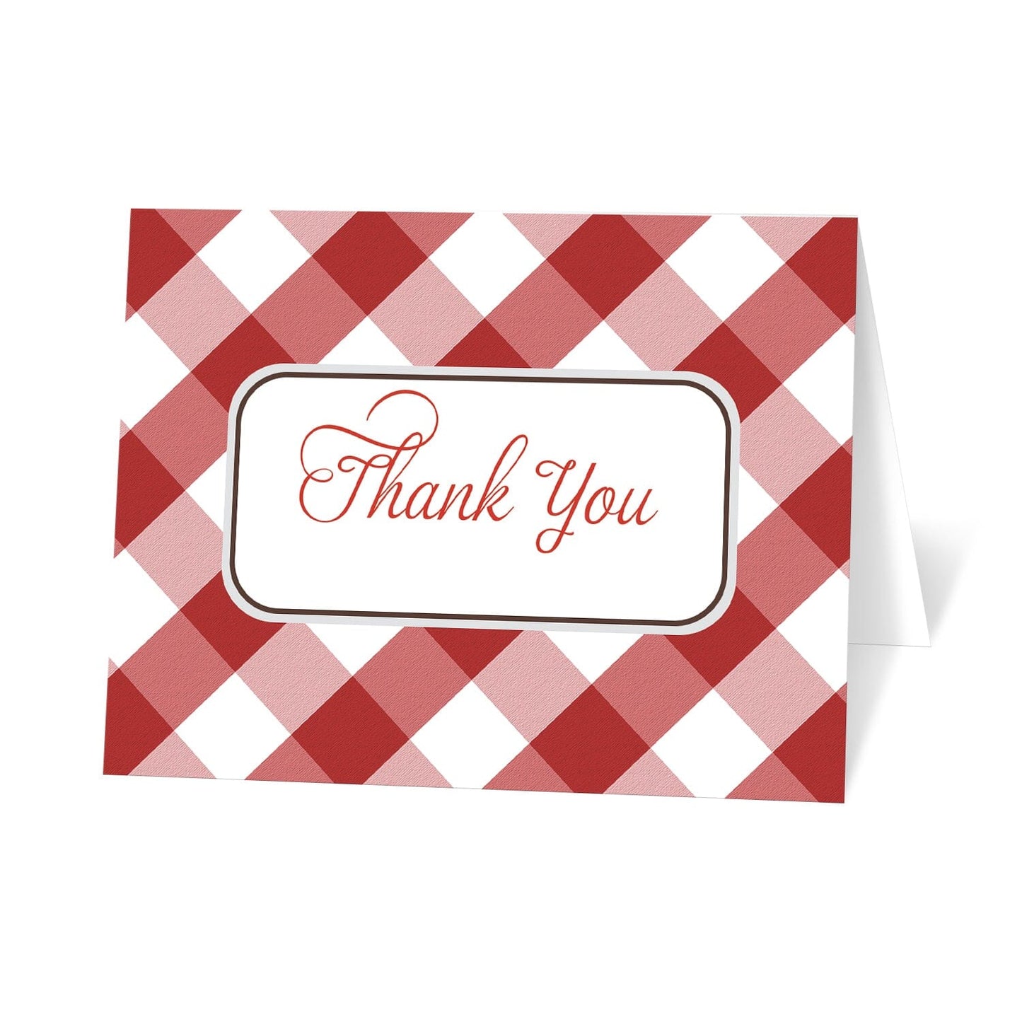 Red and white checkered card with 'Thank You' text on a white background