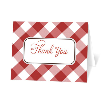 Red and white checkered card with 'Thank You' text on a white background
