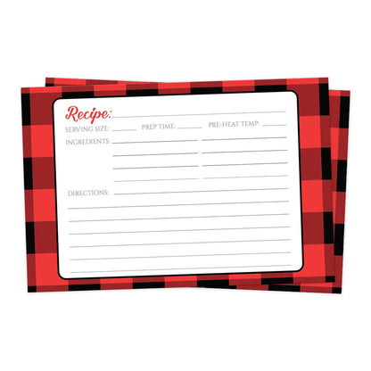 Front side of the Red and Black Buffalo Plaid Recipe Cards