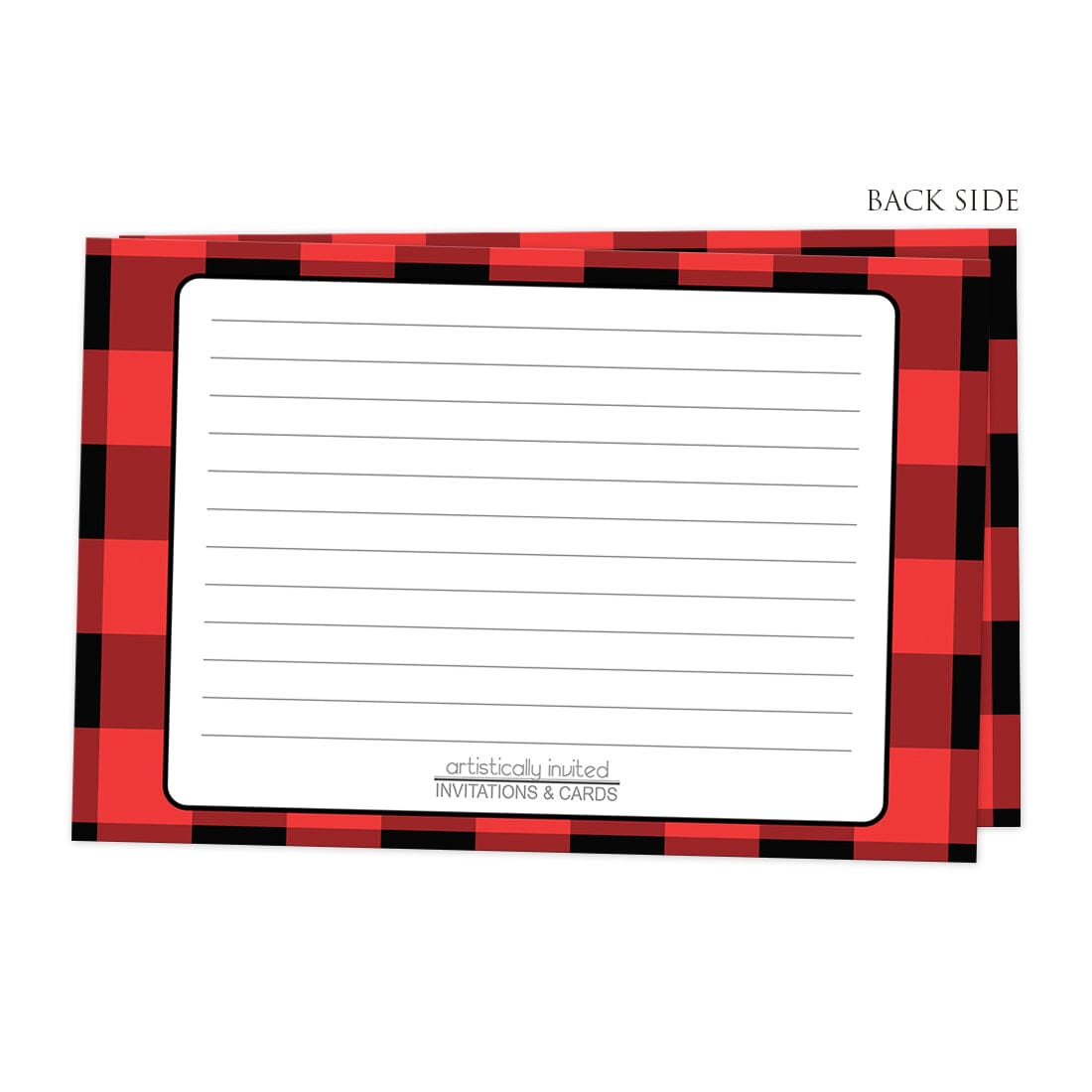 Back side of the Red and Black Buffalo Plaid Recipe Cards