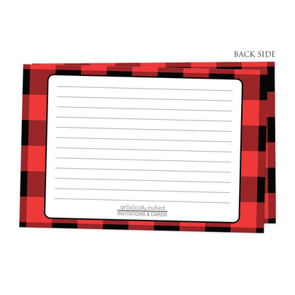 Back side of the Red and Black Buffalo Plaid Recipe Cards