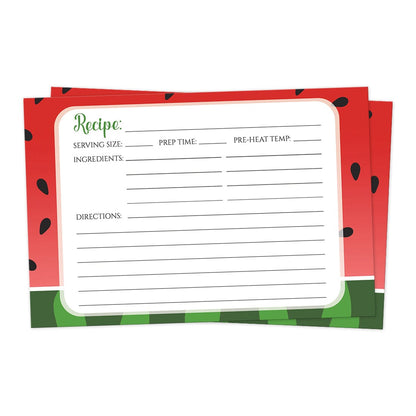 Front side of the Red and Green Watermelon Recipe Cards