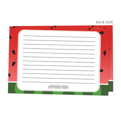 Back side of the Red and Green Watermelon Recipe Cards