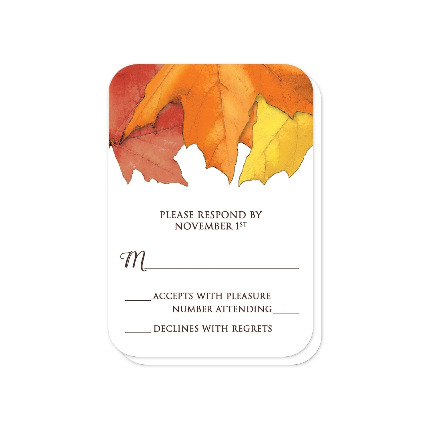 Rustic Autumn Leaves Wood RSVP Cards (with rounded corners) at Artistically Invited.