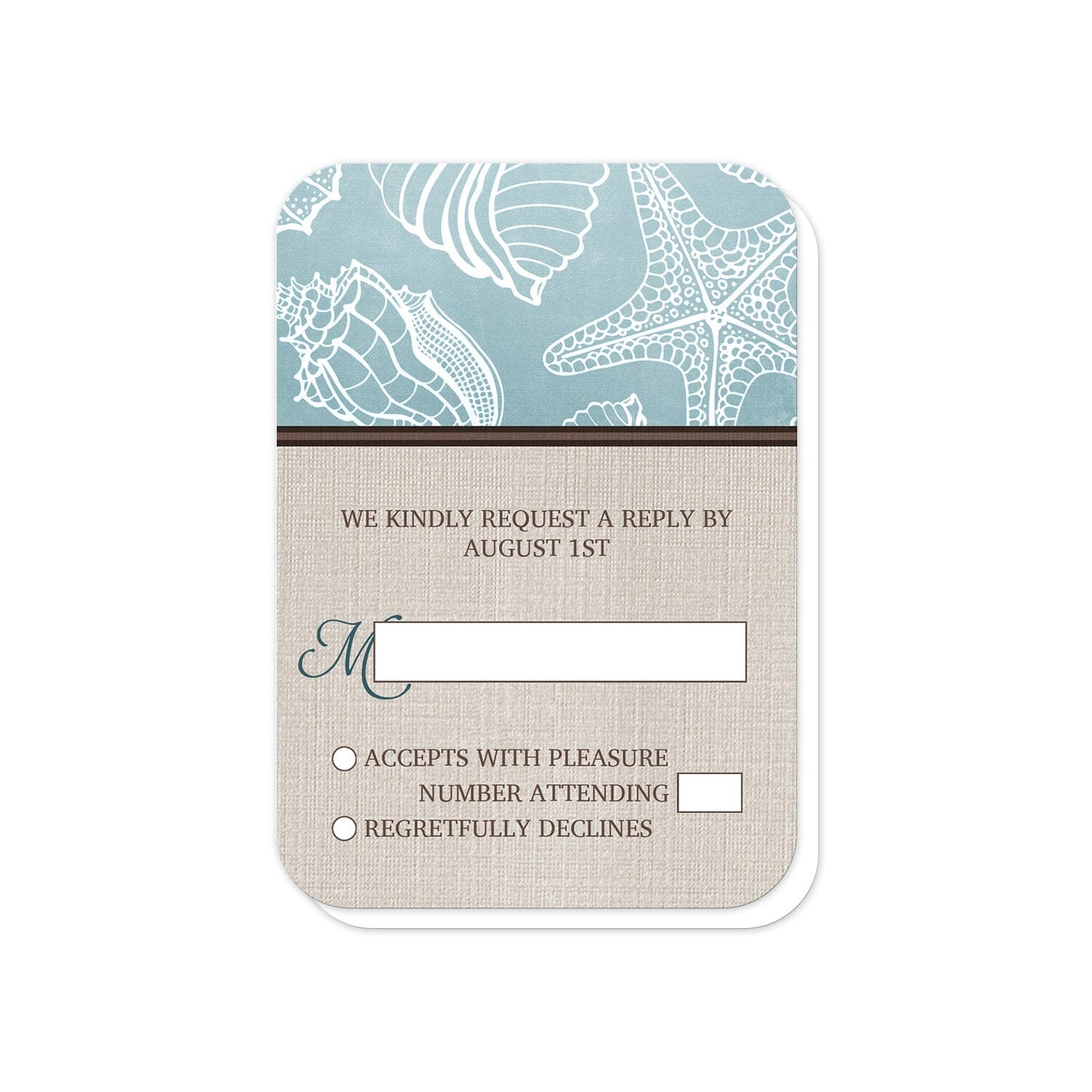 Rustic Beach Linen RSVP Cards (with rounded corners) at Artistically Invited.