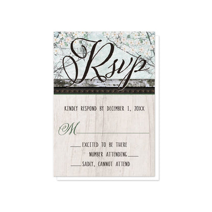 Rustic Bear Floral Wood RSVP Cards at Artistically Invited.