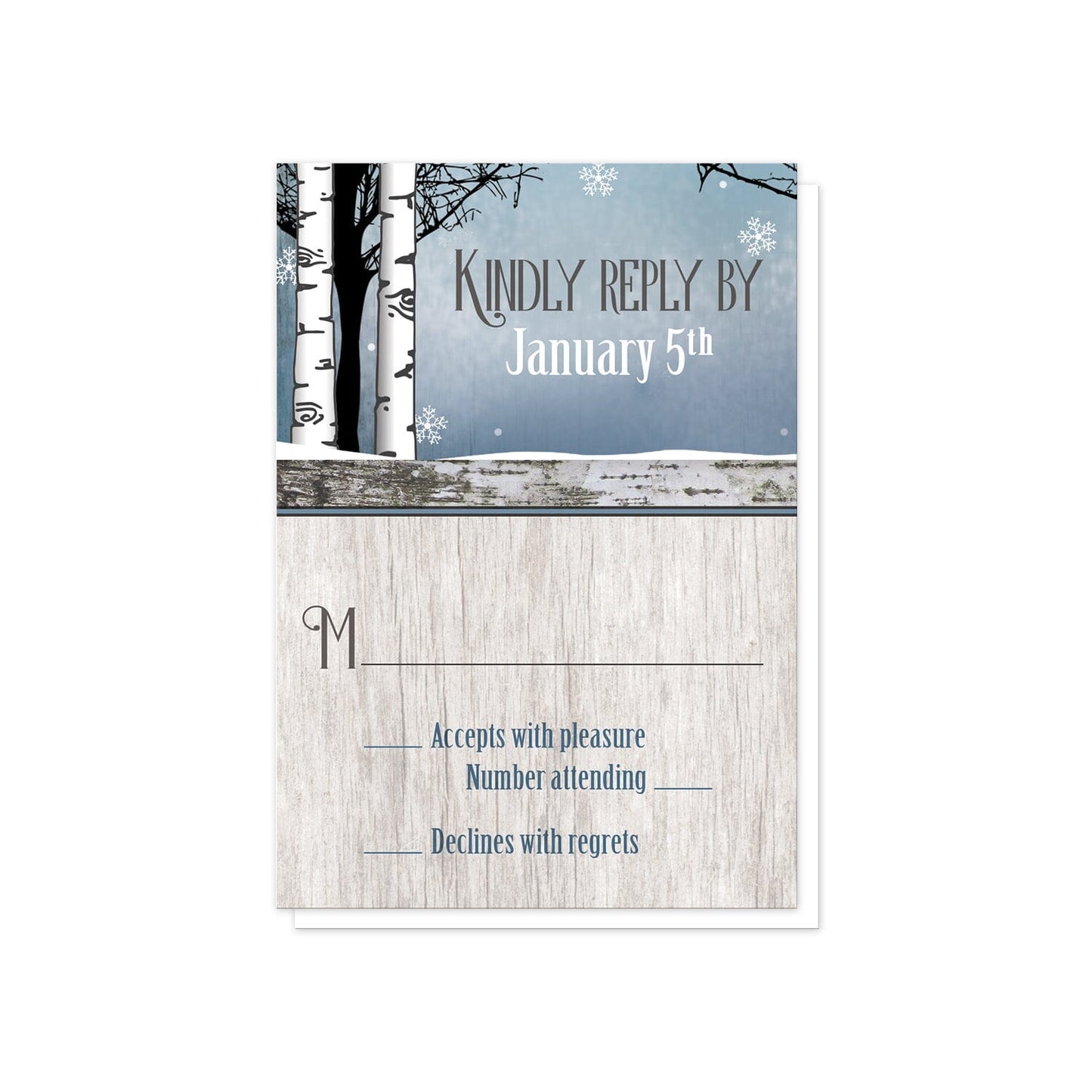 Rustic Blue Winter Deer RSVP Cards at Artistically Invited.