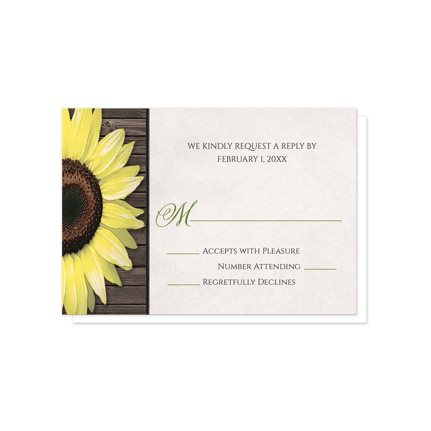Rustic Burlap and Lace Tin Can Sunflower RSVP Cards at Artistically Invited.