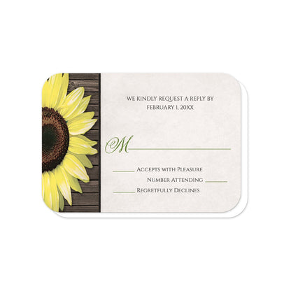 Rustic Burlap and Lace Tin Can Sunflower RSVP Cards (with rounded corners) at Artistically Invited.