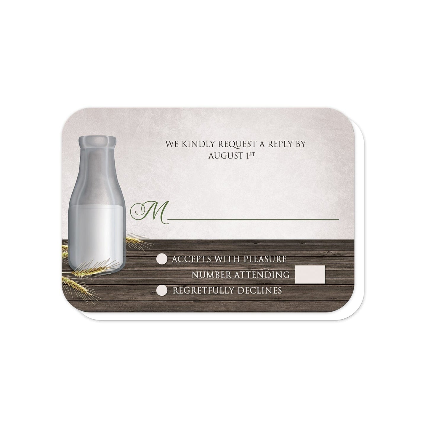 Rustic Country Dairy Farm RSVP Cards (with rounded corners) at Artistically Invited.