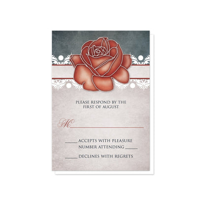 Rustic Country Rose Blue RSVP Cards at Artistically Invited.