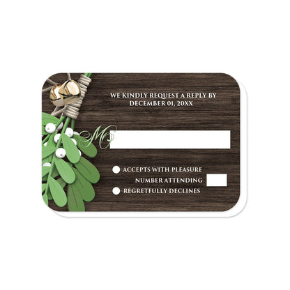 Rustic Mistletoe and Wood RSVP Cards (with rounded corners) at Artistically Invited.