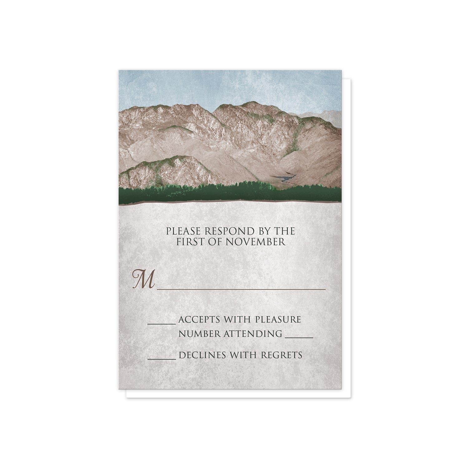 Rustic Mountain Scene RSVP Cards at Artistically Invited.