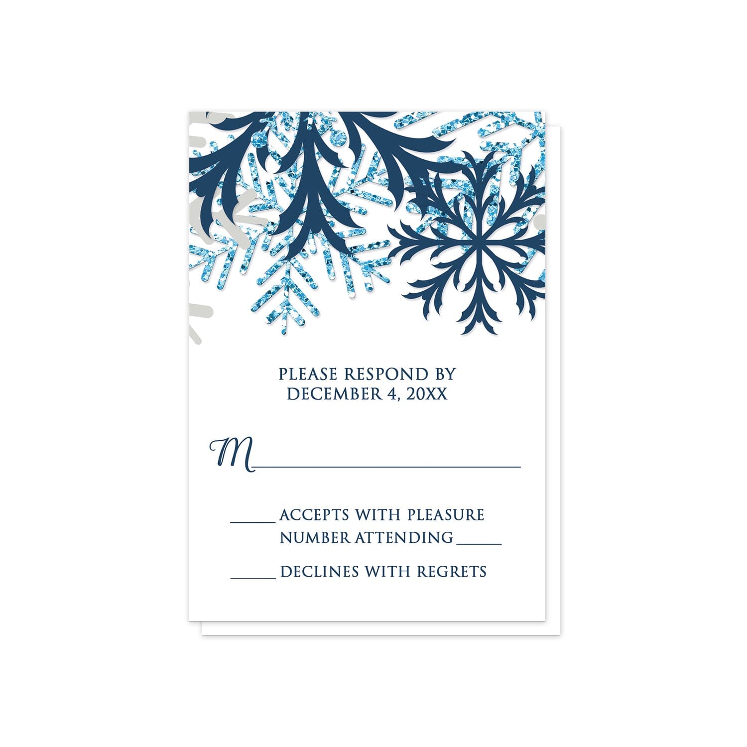 Rustic Snowflake Denim Winter RSVP Cards at Artistically Invited.