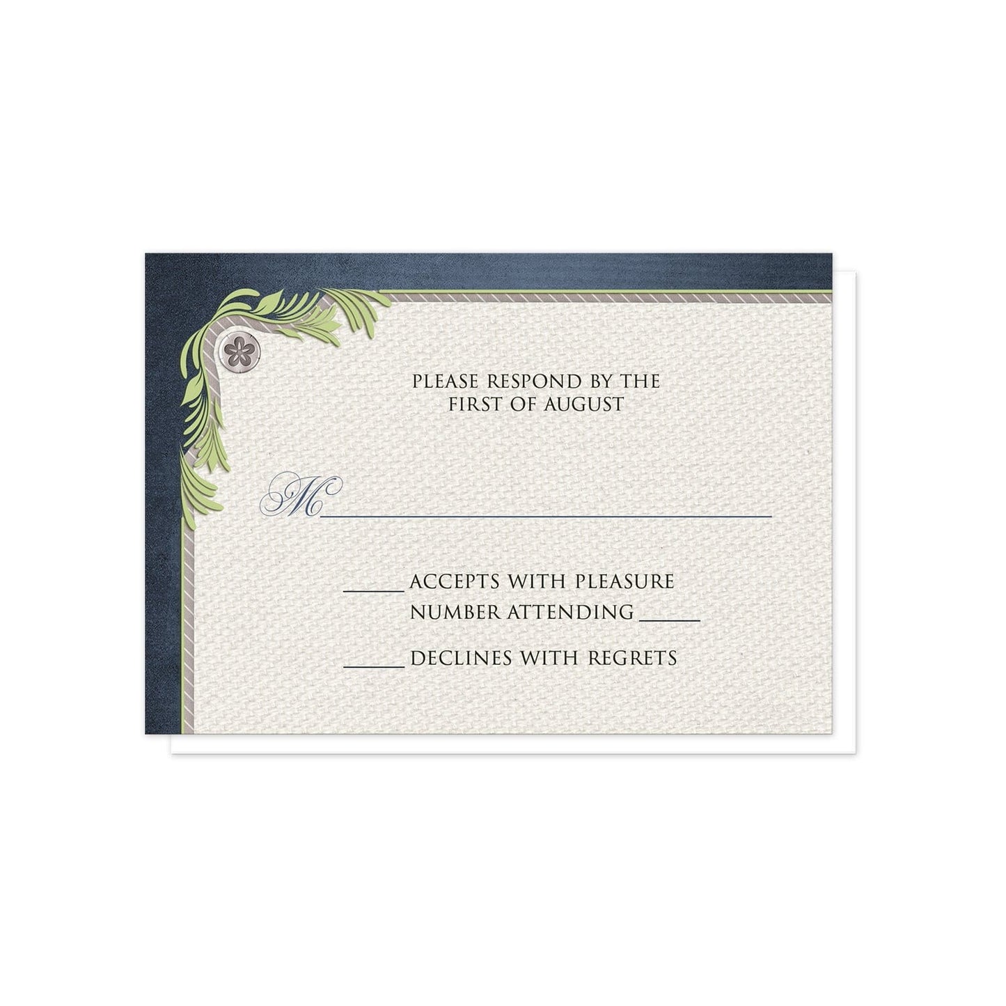 Rustic Succulent Garden Navy RSVP Cards at Artistically Invited.