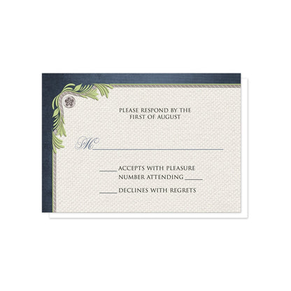 Rustic Succulent Garden Navy RSVP Cards at Artistically Invited.