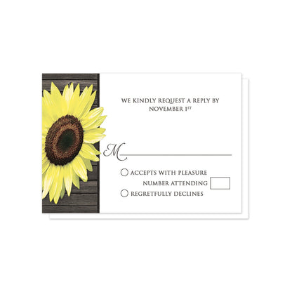 Rustic Sunflower Wood Mason Jar RSVP Cards at Artistically Invited.