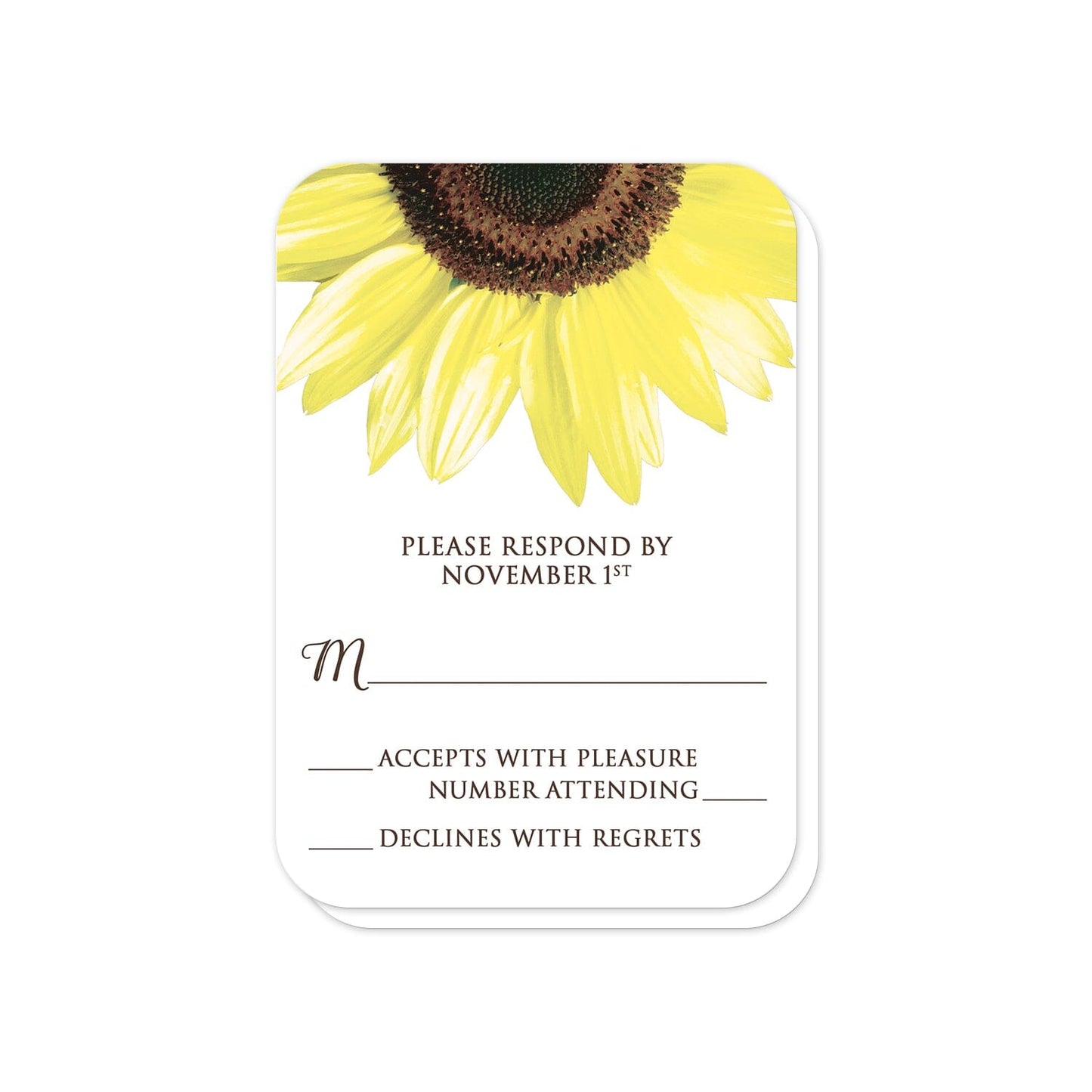 Rustic Sunflower and Wood RSVP Cards (with rounded corners) at Artistically Invited.
